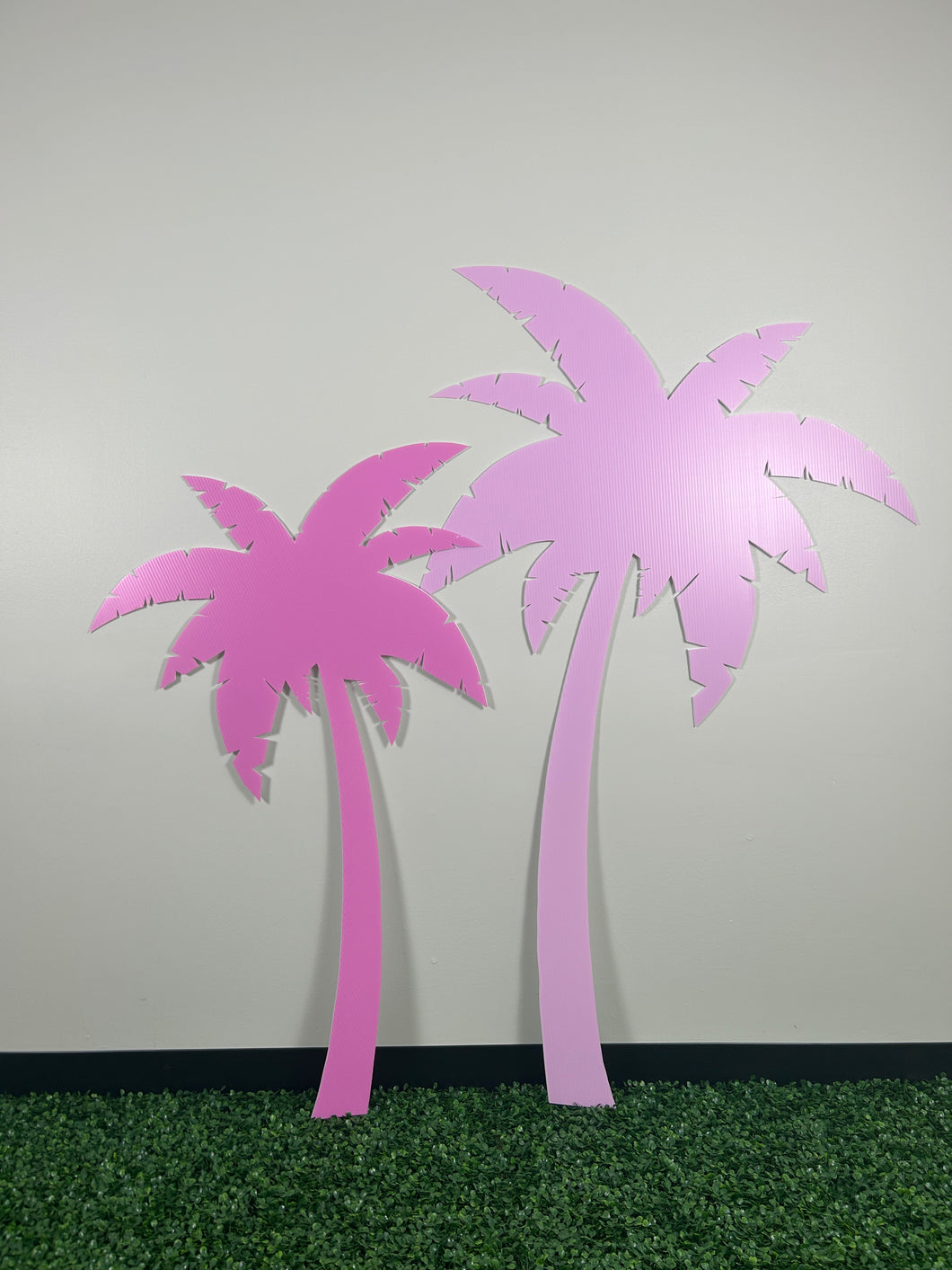 pin the coconut on the palm tree game Coroplast Palm Tree Party Props - Set of 2 Palm Tree Cutouts - Party Standees