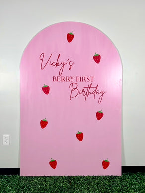 Berry First Birthday Arch Backdrop - Berry First Birthday Theme Party Backdrop - Chiara Wall