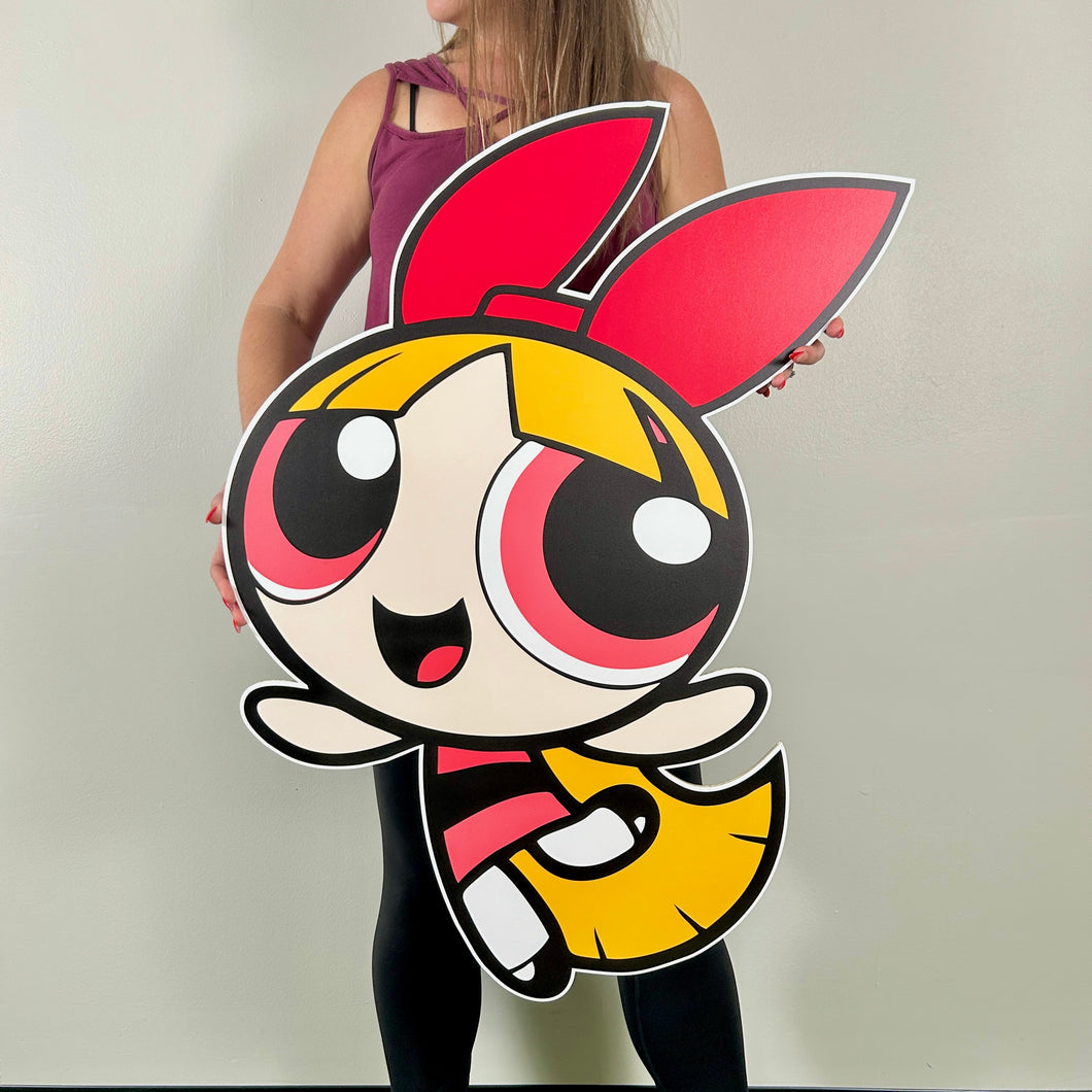 Blossom Powerpuff Girl Prop - Party Standee - Powerpuff Girl Cutout - Foamboard Powerpuff Girl Prop - Pink Powerpuff Girl
