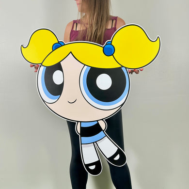 Bubbles Powerpuff Girl Prop - Party Standee - Powerpuff Girl Cutout - Foamboard Powerpuff Girl Prop - Blue Powerpuff Girl Cutout