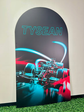 Personalized Formula 1 Party Backdrop - Racing Theme Birthday Backdrop - First Birthday Party Backdrop - Personalized Formula One Chiara Wall - Racer Arch Backdrop
