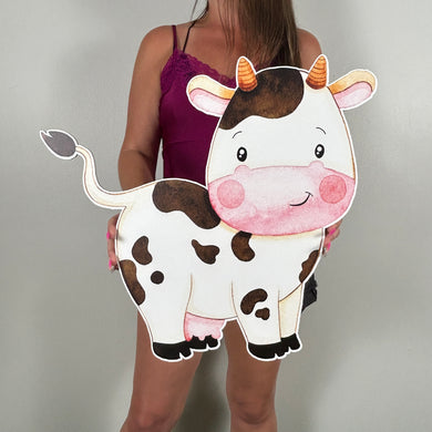 Cow Cutout - Watercolor Cow Prop - Farm Animal Prop - Farm Theme First Birthday - First Rodeo - Custom Cow Prop - Party Standee - Foamboard Farm Animal Prop