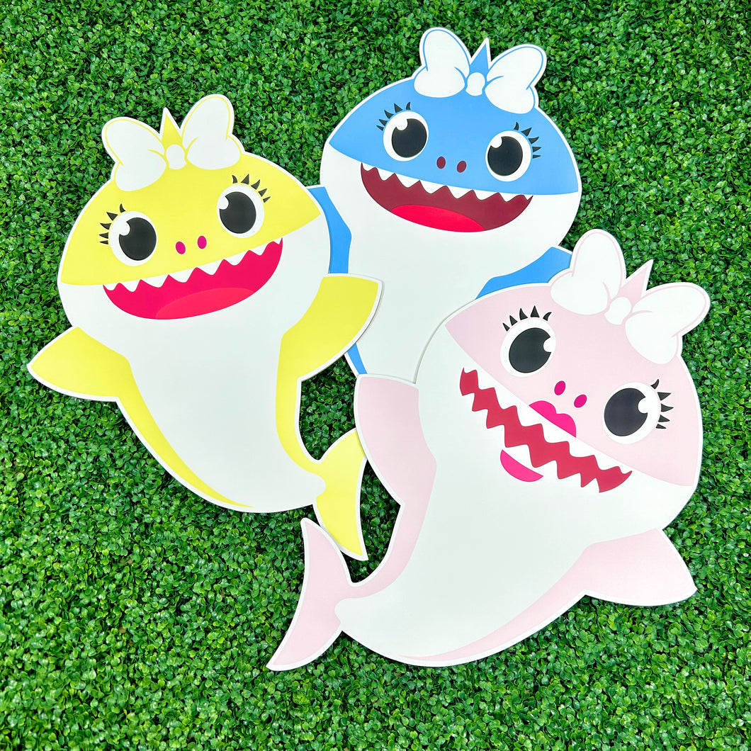 3 Foam Board Baby Shark Party Props - Character Cutout - Set of 3 Party Standees