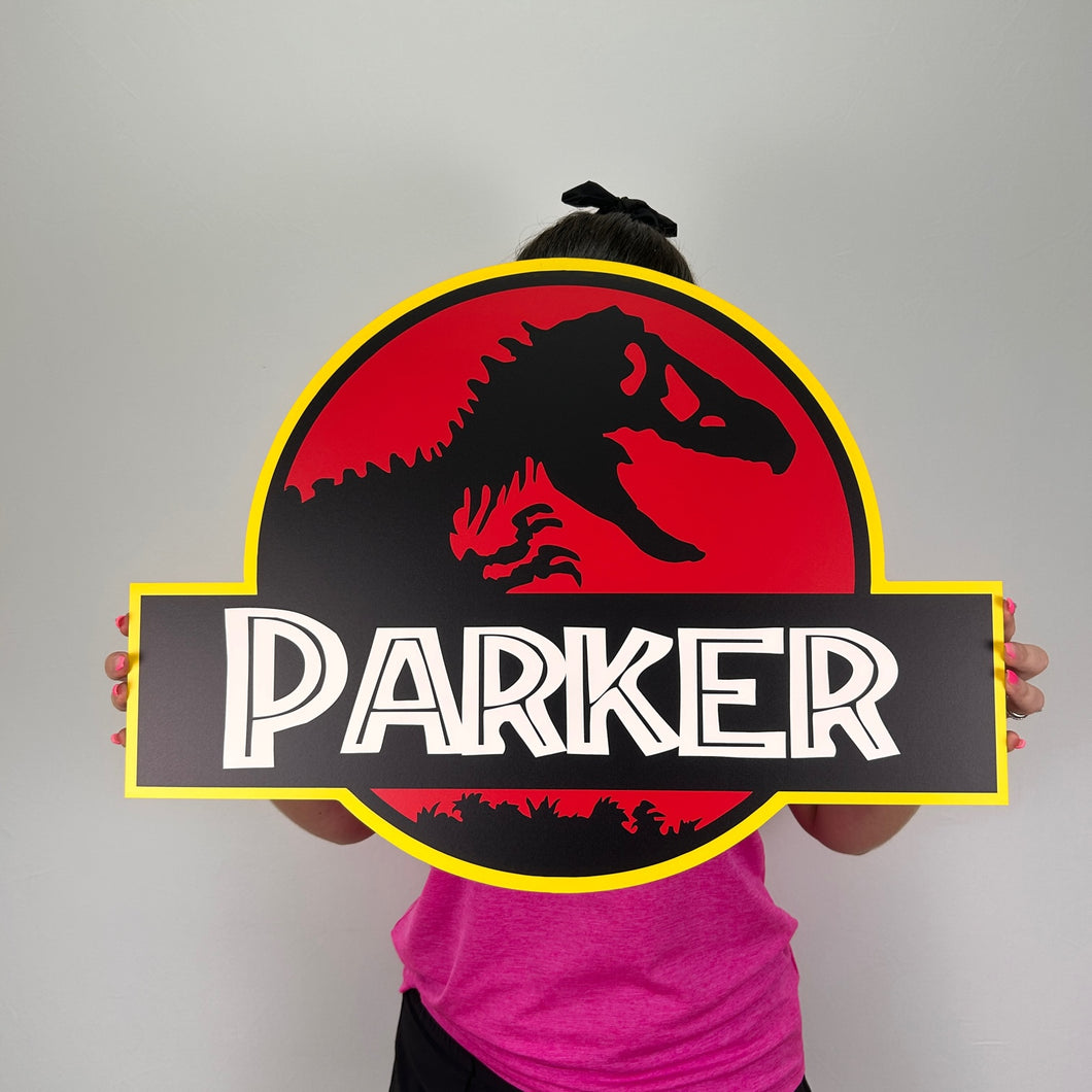 Foam Board Personalized Jurassic Park Party Prop - 3D Custom Name - Dinosaur Theme Decor - Party Standee