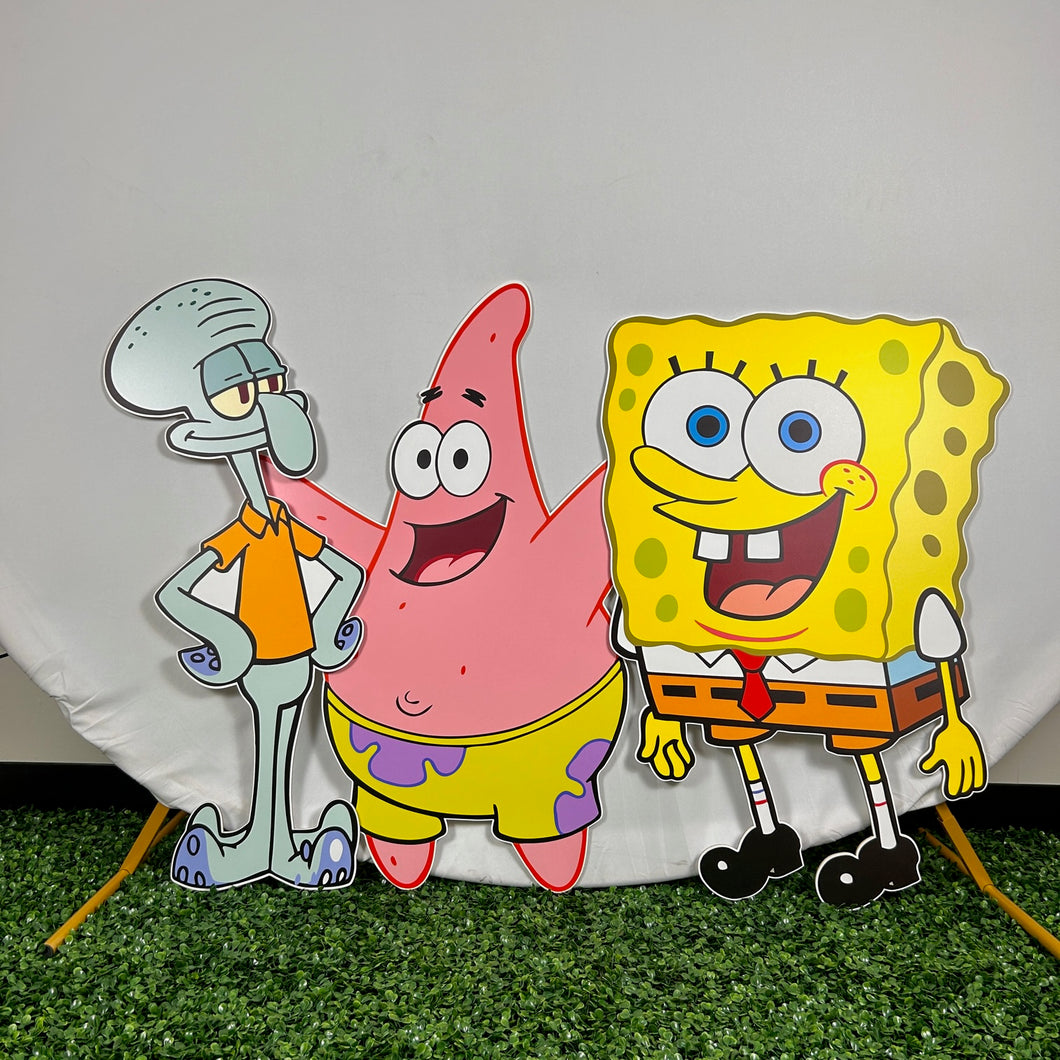 Foam Board Bikini Bottom Prop Set of 3 - Spongebob Character Cutout - Party Standees Set