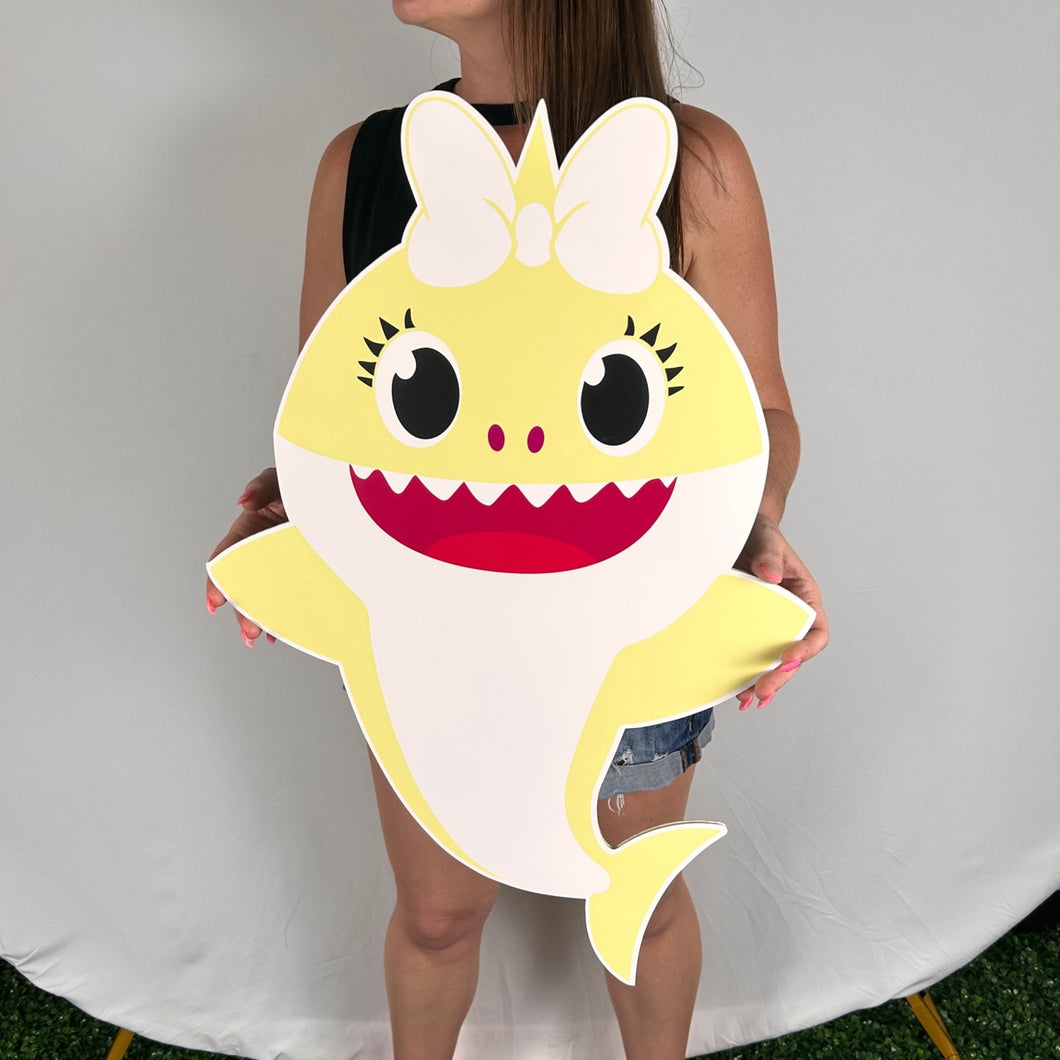 Foam Board Yellow Baby Shark Party Prop - Custom Character Cutout - Party Standee