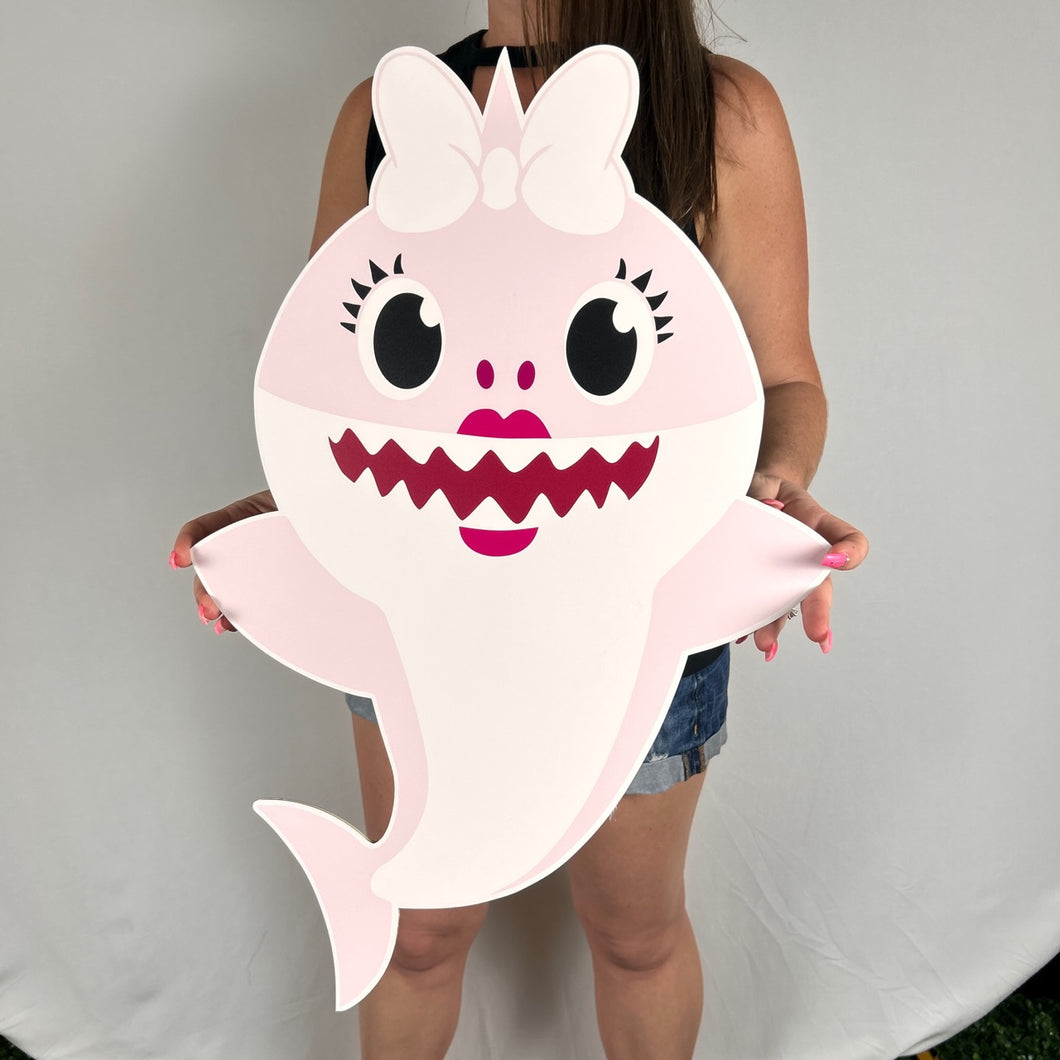 Foam Board Pink Baby Shark Party Prop - Custom Character Cutout - Party Standee