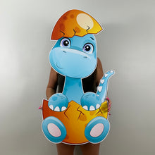 Load image into Gallery viewer, Dino Cutout - Dinosaur Prop - Baby Dinosaur Prop - Custom Character Cutout - Baby Dino in Egg Cutout - Lifesize Dino Cutout - Party Standee - TWO Wild Birthday Party - A Wild One