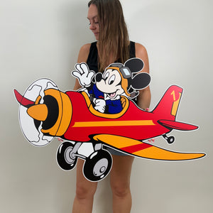 Mickey Cutout - Mickey in Airplane Prop - Custom Character Cutout - Mickey Plane Cutout - Lifesize Mickey Cutout - Party Standee