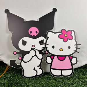 Foam Board Hello Kitty and Kuromi Prop Set - Character Cutouts - Set of 2 Party Standees