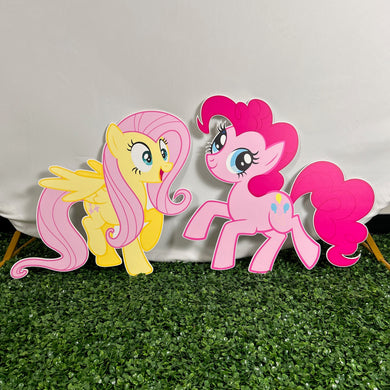 Foam Board My Little Pony Prop Set - Pinkie Pie Character Cutout - Fluttershy Character Cutout - Set of 2 Party Standees