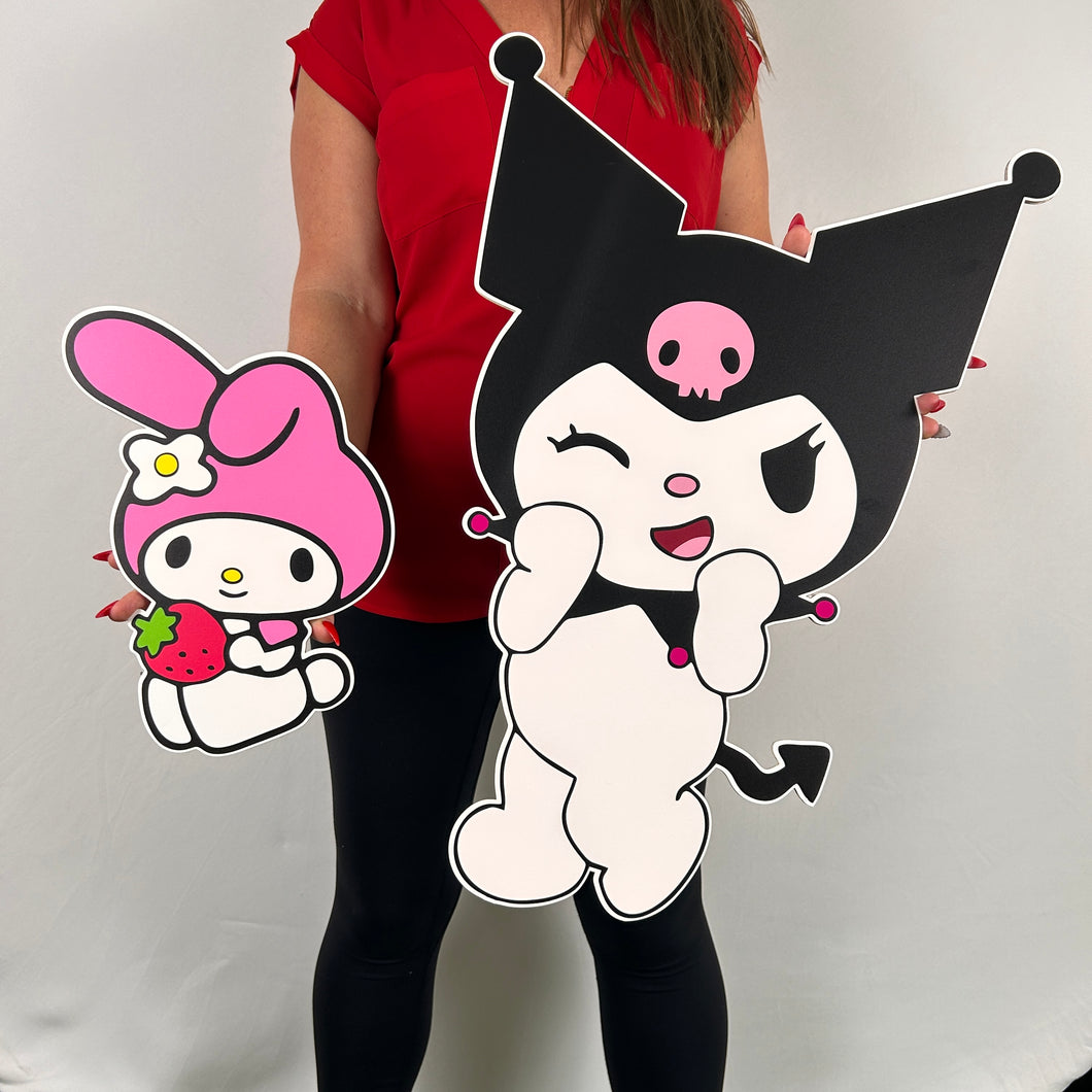 Foam Board Kuromi Prop Set - Onegai My Melody Character Cutouts - Set of 2 Party Standees