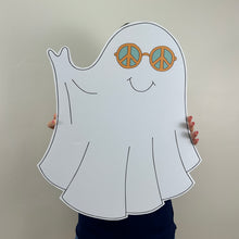 Load image into Gallery viewer, Groovy Ghost Prop - Halloween Prop - Halloween Ghost Props - Spooky Props - Groovy One - Lifesize Groovy Ghost Cutout - Party Standee - Halloween Themed Birthday - Spooky One Birthday Party - Groovy Halloween Props - Hippie Ghost Cutout