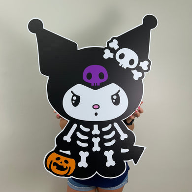 Skeleton Kuromi Prop - Halloween Prop - Halloween Sanrio Props - Custom Character Cutout - Lifesize Kuromi Cutout - Party Standee - Halloween Themed Birthday - Spooky One Birthday Party - Skeleton Kuromi Cutout
