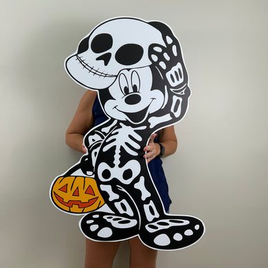 Skeleton Mickey Cutout - Halloween Prop - Halloween Mickey Mouse Prop - Custom Character Cutout - Lifesize Mickey Cutout - Party Standee - Halloween Themed Birthday - Spooky One Birthday Party - Skeleton Mickey Cutout