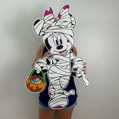 Mummy Minnie Cutout - Halloween Prop - Halloween Minnie Mouse Prop - Custom Character Cutout - Lifesize Minnie Cutout - Party Standee - Halloween Themed Birthday - Spooky One Birthday Party