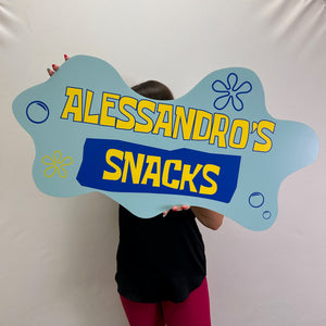 Foam Board Bikini Bottom Snack Sign Party Prop - SpongeBob Theme Cutout - SpongeBob Party Standee