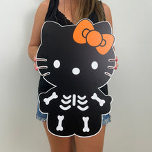 Load image into Gallery viewer, Skeleton Hello Kitty Cutout - Halloween Prop - Halloween Sanrio Props - Custom Character Cutout - Lifesize Hello Kitty Cutout - Party Standee - Halloween Themed Birthday - Spooky One Birthday Party - Skeleton Hello Kitty Cutout