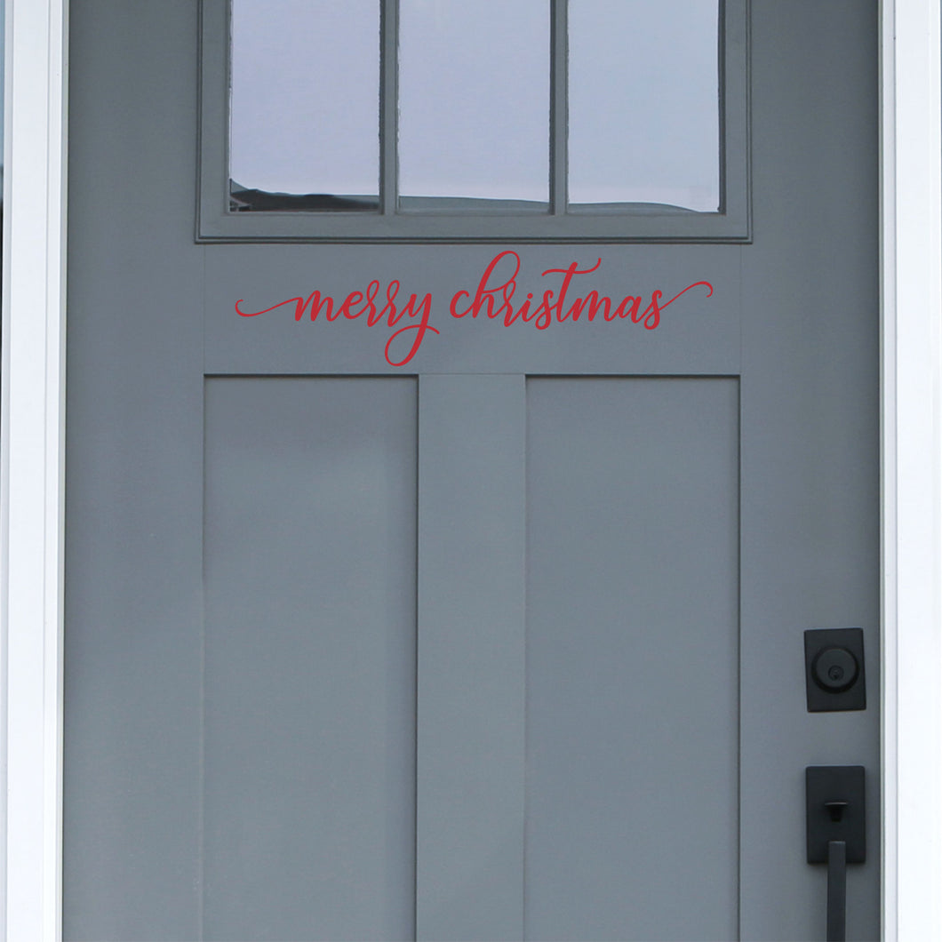 Merry Christmas Front Door Decal - Front Door Sticker