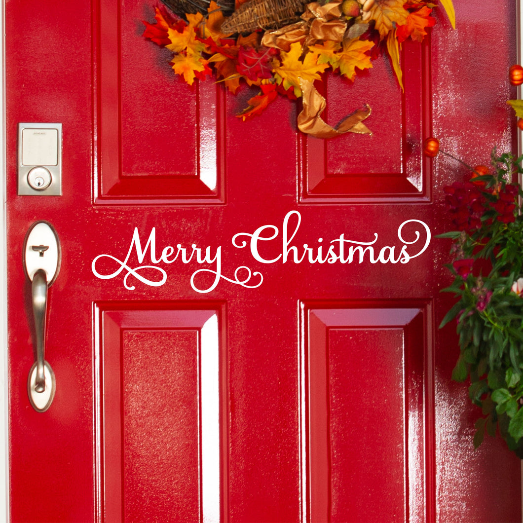 Merry Christmas Front Door Decal - Front Door Sticker