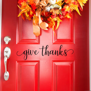 Give Thanks Front Door Decal - Front Door Sticker