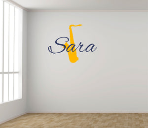 Personalized Name Saxophone Instrument Wall Decal