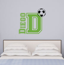Load image into Gallery viewer, Soccer Wall Decal Soccer Sticker Custom Name - Name Sticker - Name Wall Decal