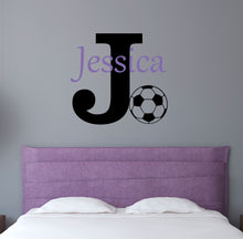 Load image into Gallery viewer, Soccer Wall Decal Soccer Sticker Custom Name - Name Sticker - Name Wall Decal