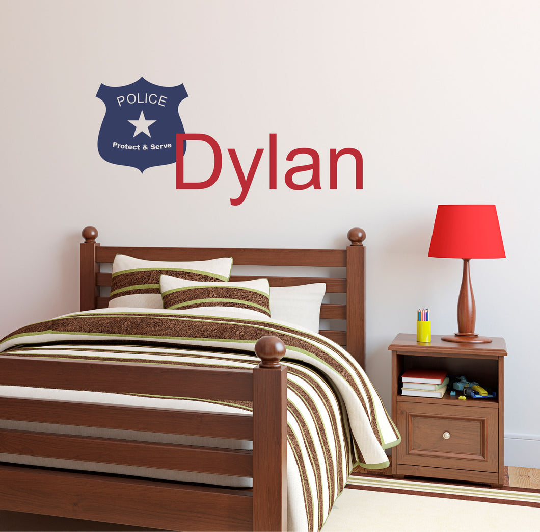Personalized Name Police Badge Wall Decal