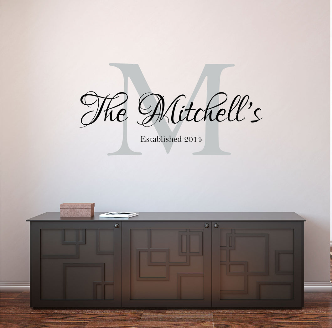 Family Name Wall Decal - Custom Family Name Decal - Family Name Sticker