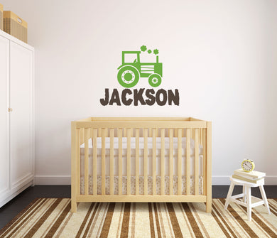 Personalized Name Farm Tractor Wall Decal