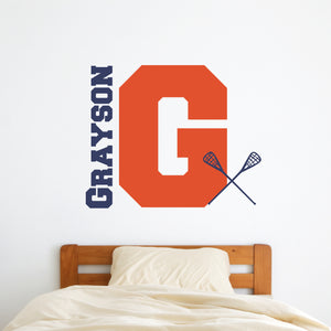 Lacrosse Wall Decal Lacrosse Sticker Custom Name - Name Sticker - Name Wall Decal