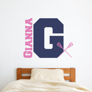 Lacrosse Wall Decal Lacrosse Sticker Custom Name - Name Sticker - Name Wall Decal