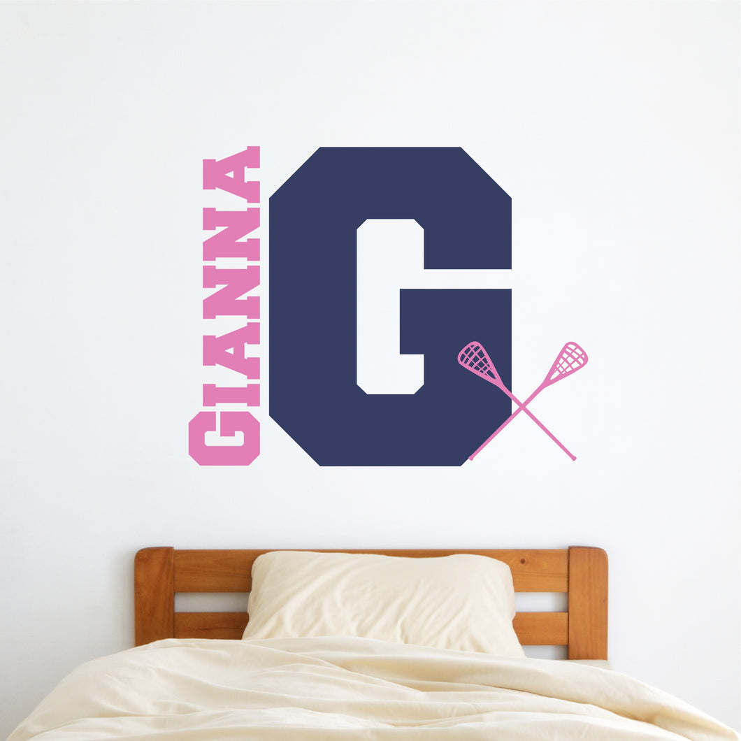 Lacrosse Wall Decal Lacrosse Sticker Custom Name - Name Sticker - Name Wall Decal