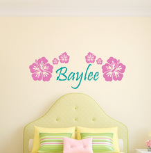 Load image into Gallery viewer, Personalized Name Hibiscus Flowers Wall Decal