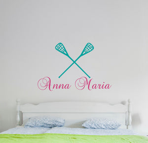 Lacrosse Wall Decal Lacrosse Sticker Custom Name - Name Sticker - Name Wall Decal