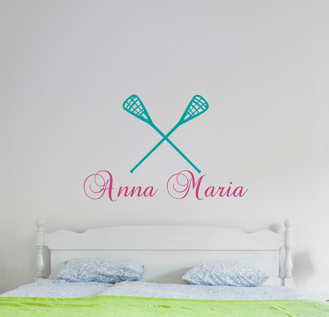 Lacrosse Wall Decal Lacrosse Sticker Custom Name - Name Sticker - Name Wall Decal