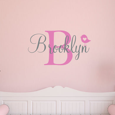 Personalized Name With Bird Wall Decal