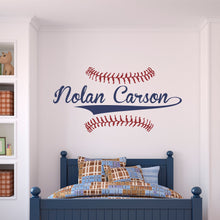 Load image into Gallery viewer, Baseball Name Wall Decal Baseball Sticker Custom Name Personalized Name