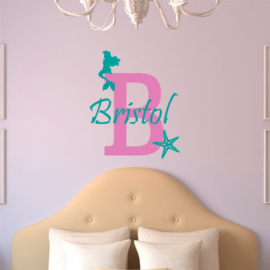 Mermaid Wall Decal Mermaid Sticker Custom Name - Name Sticker - Name Wall Decal