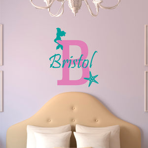 Mermaid Wall Decal Mermaid Sticker Custom Name - Name Sticker - Name Wall Decal