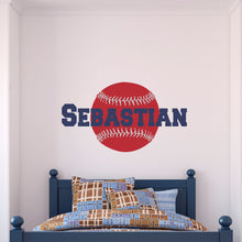 Load image into Gallery viewer, Baseball Name Wall Decal Baseball Sticker Custom Name Personalized Name