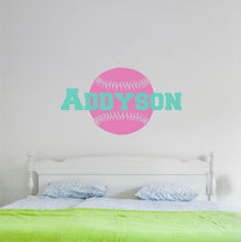 Load image into Gallery viewer, Baseball Name Wall Decal Baseball Sticker Custom Name Personalized Name
