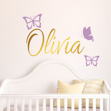 Load image into Gallery viewer, Personalized Name &amp; Butterflies Wall Decal