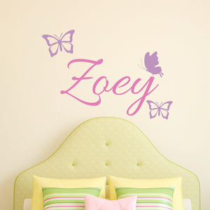 Personalized Name & Butterflies Wall Decal