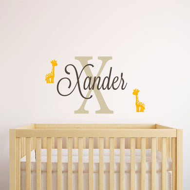 Personalized Name Baby Giraffe Wall Decal