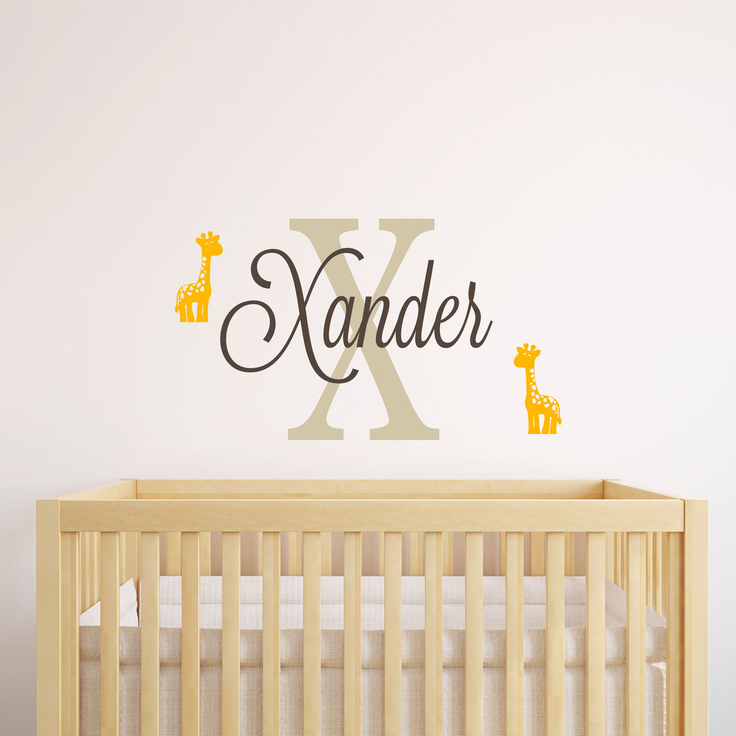 Personalized Name Baby Giraffe Wall Decal