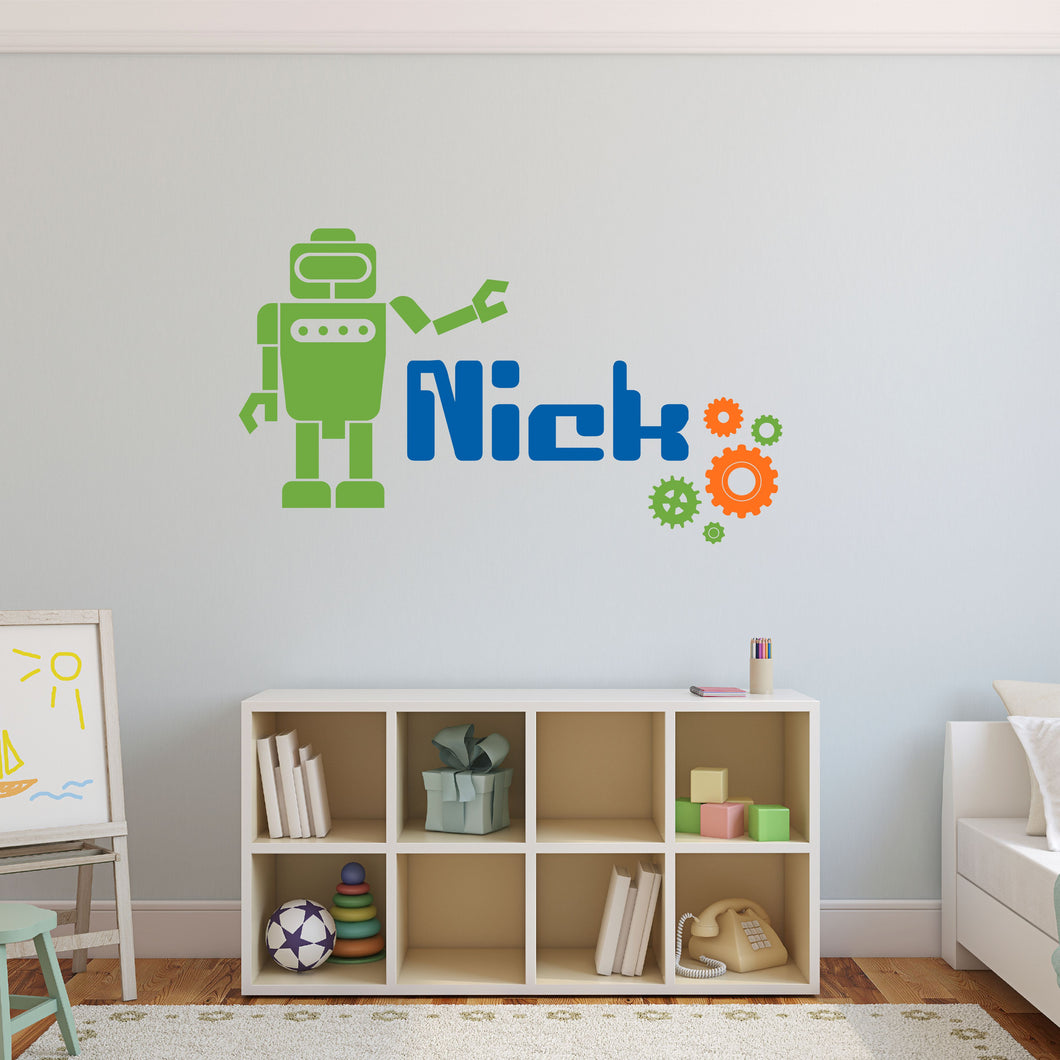 Personalized Name Robot Wall Decal