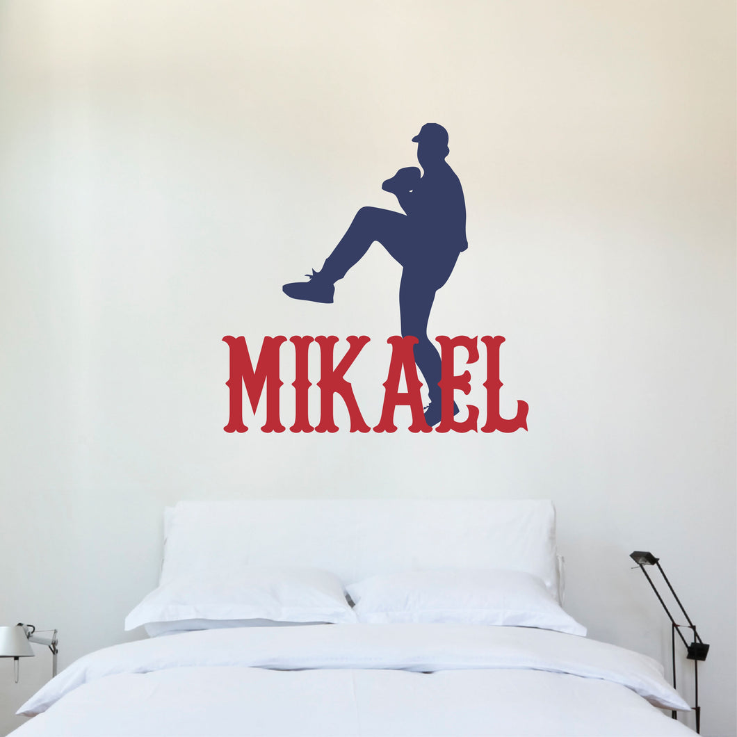 Baseball Name Wall Decal Baseball Sticker Custom Name Personalized Name