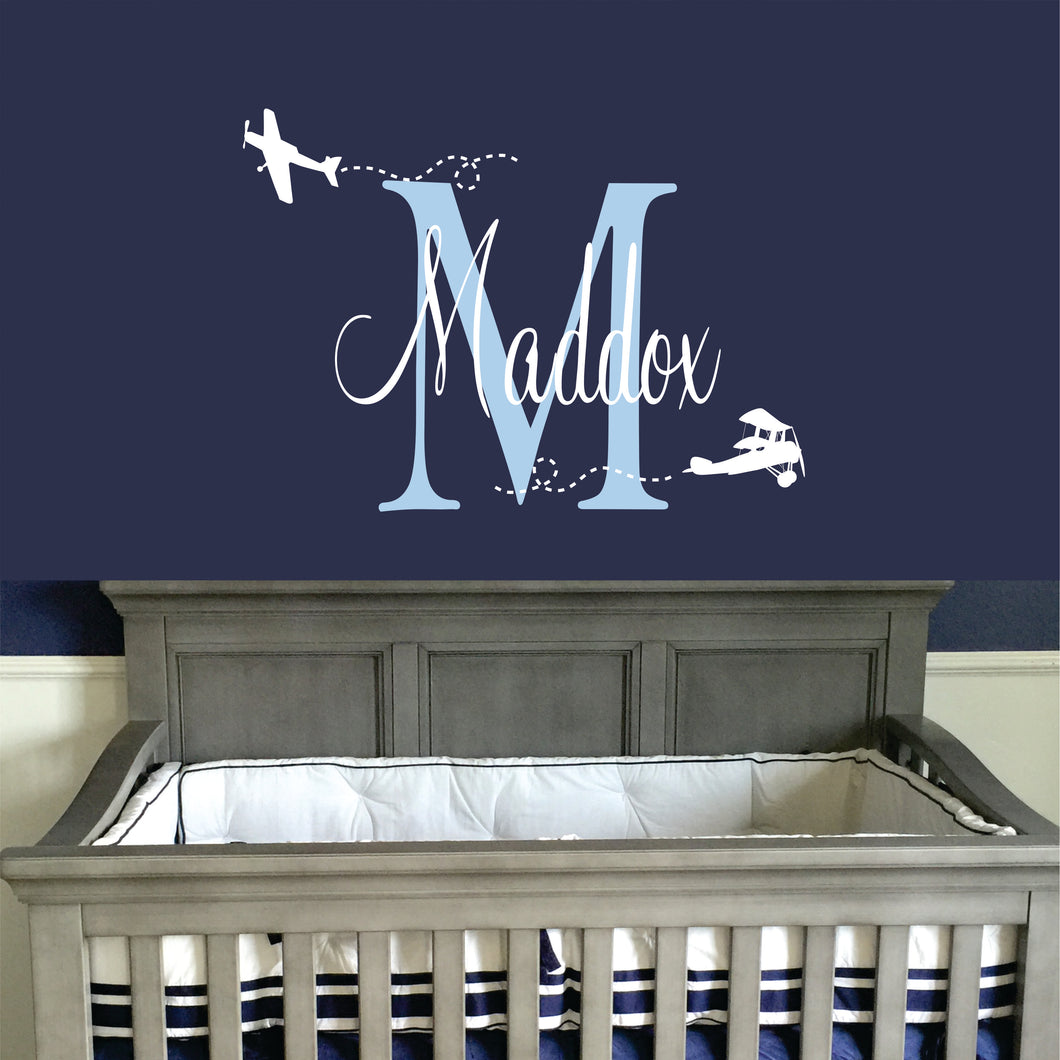 Personalized Name Airplane Wall Decal